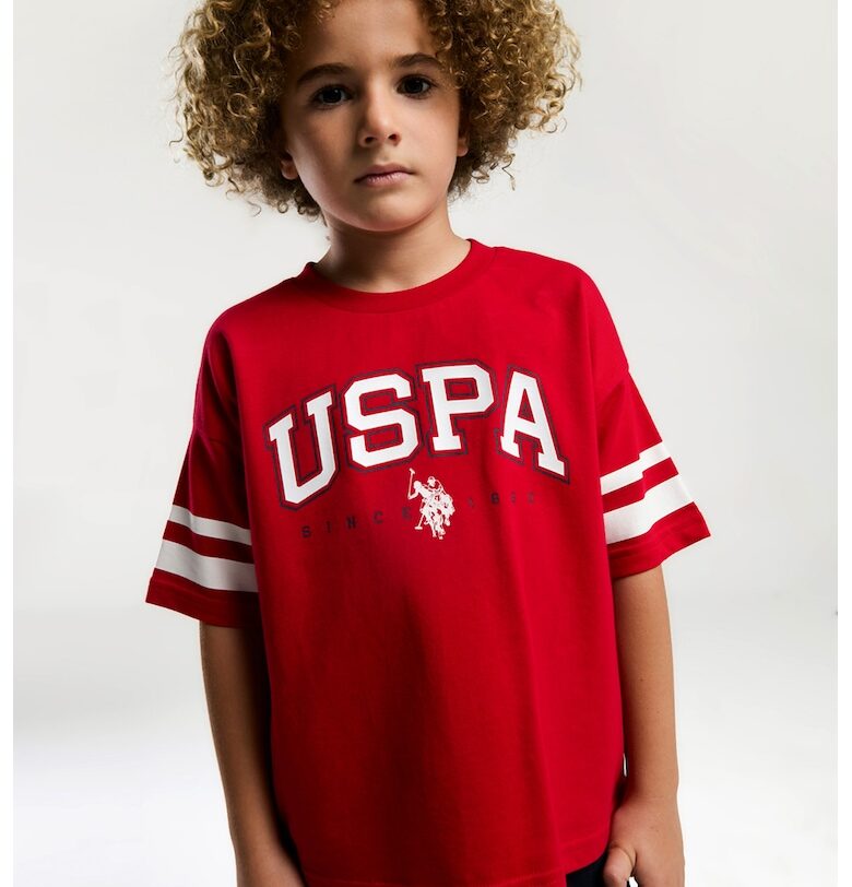 Памучни тениска и шорти с джобове встрани US Polo Assn