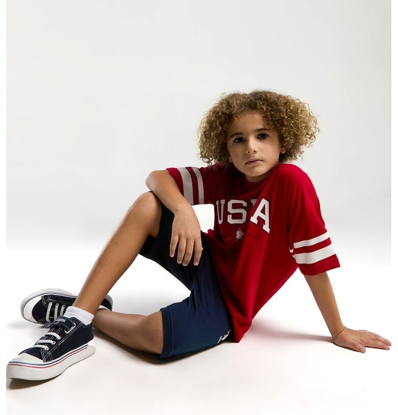 Памучни тениска и шорти с лого - 2 части US Polo Assn