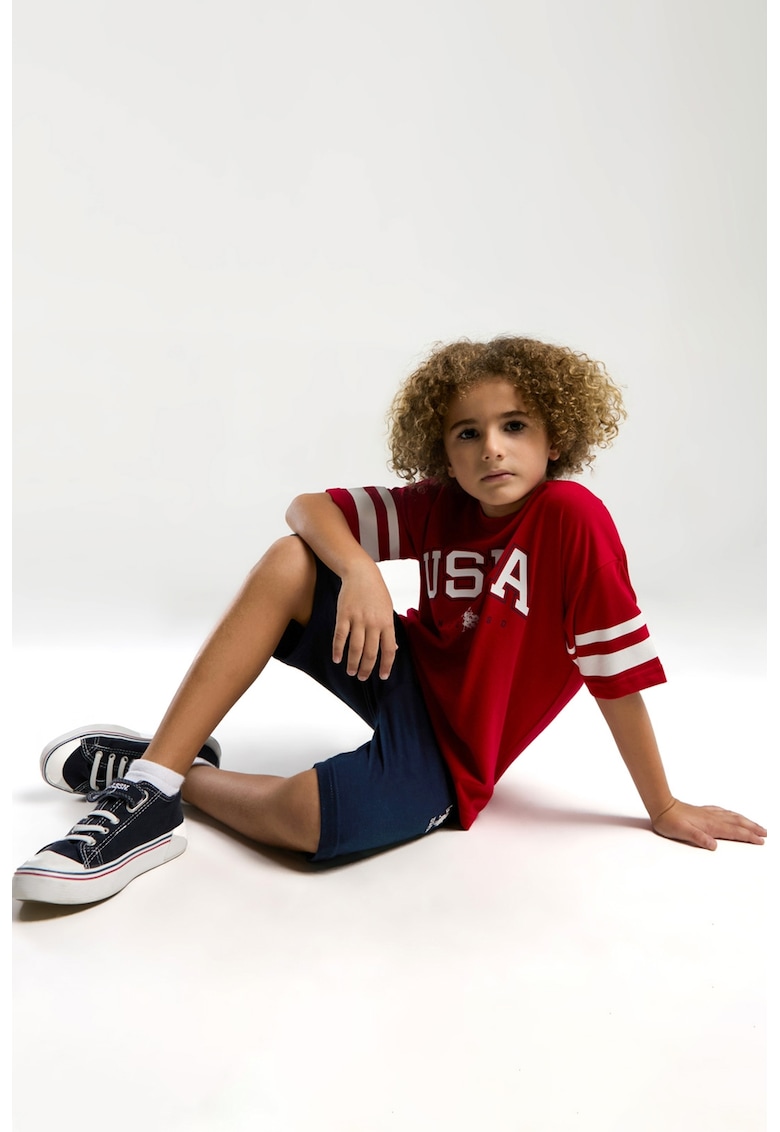 Памучни тениска и шорти с лого - 2 части US Polo Assn