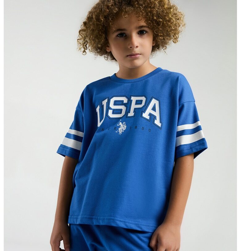 Памучни тениска и шорти с лого - 2 части US Polo Assn