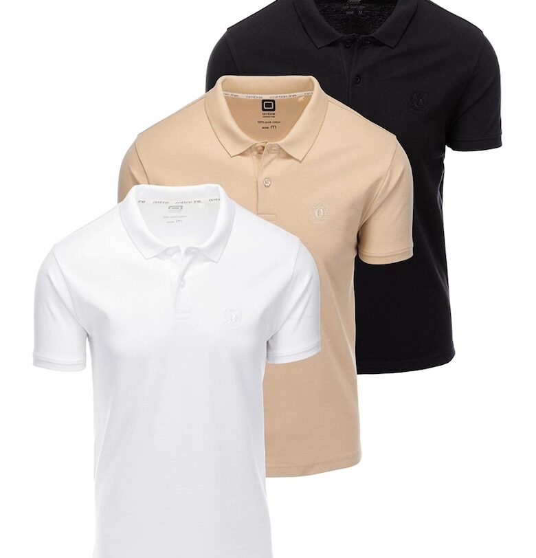 Памучни тениски с яка - 3 броя OMBRE