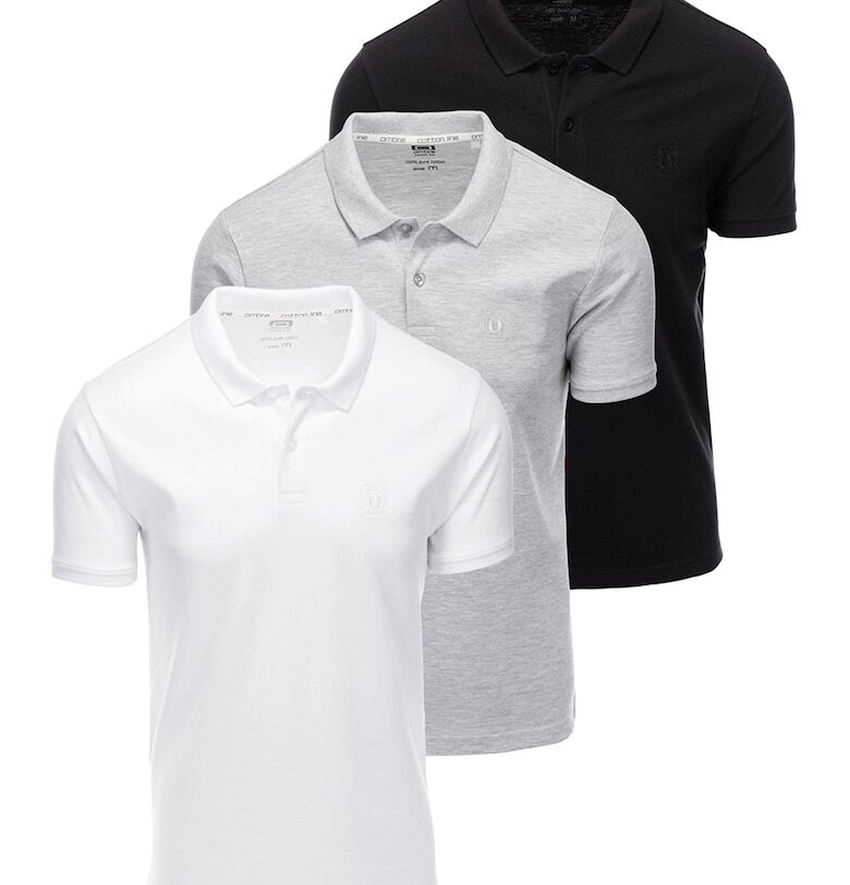 Памучни тениски с яка - 3 броя OMBRE
