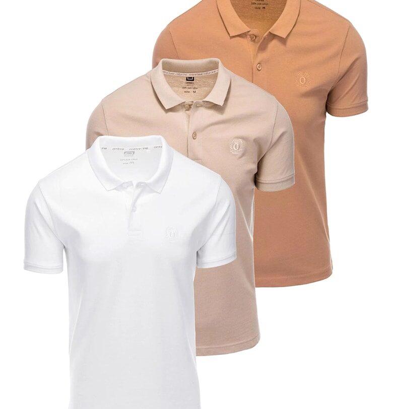 Памучни тениски с яка - 3 броя OMBRE
