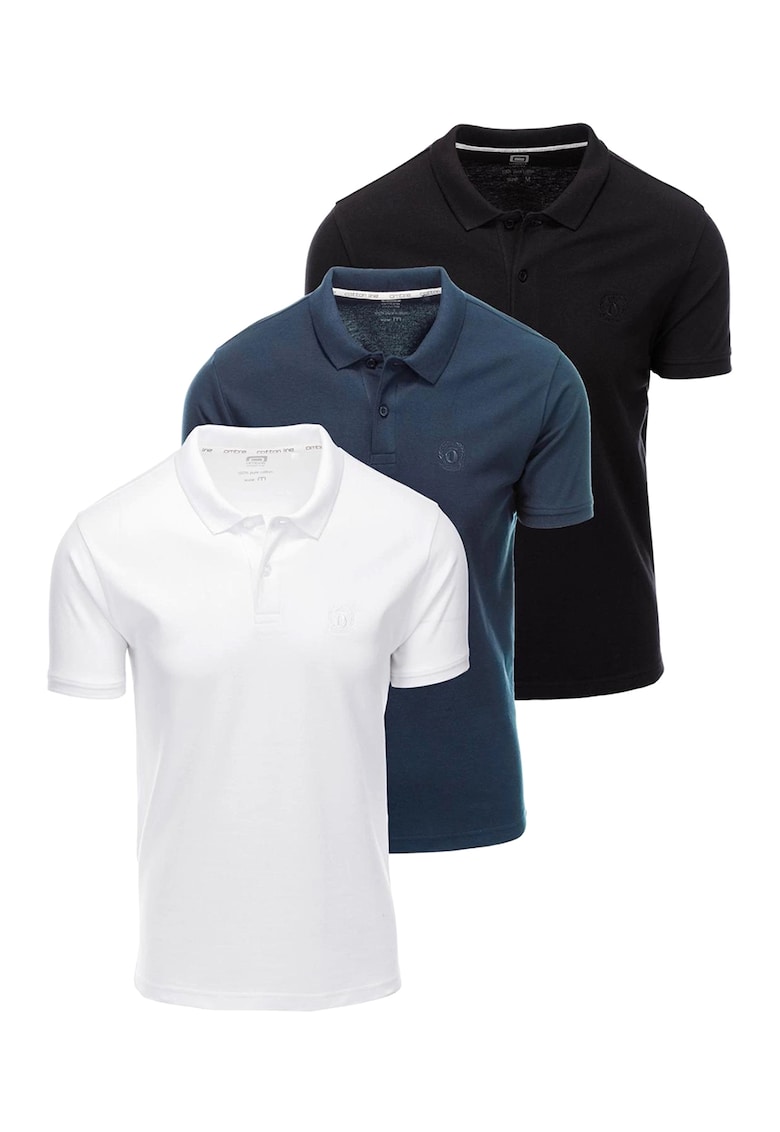 Памучни тениски с яка - 3 броя OMBRE