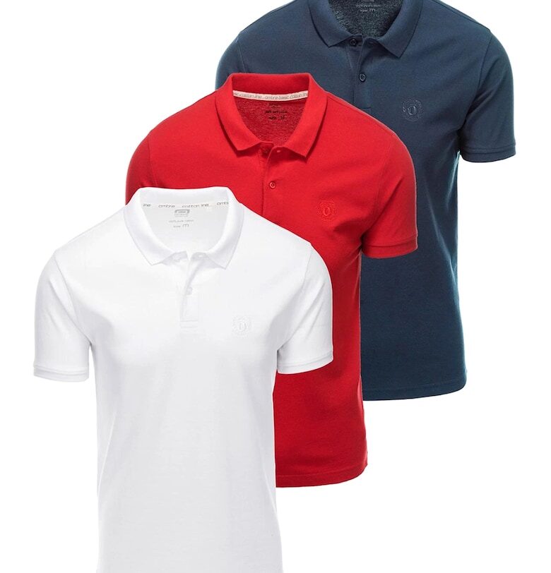 Памучни тениски с яка - 3 броя OMBRE