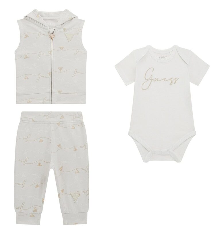 Памучно боди - панталон с елек - 3 части GUESS KIDS