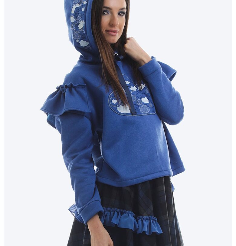 Памучно худи с дипли и бродерии ONIBON FASHION