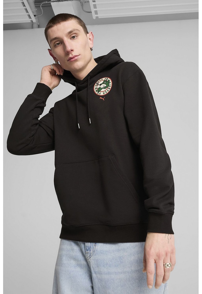 Памучно худи с принт и джоб кенгуру Puma