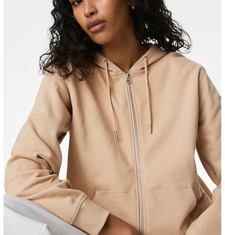 Памучно худи с цип Marks  Spencer