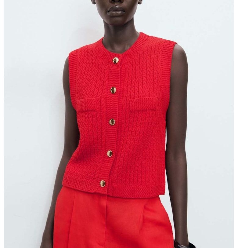 Плетен елек с копчета Mango