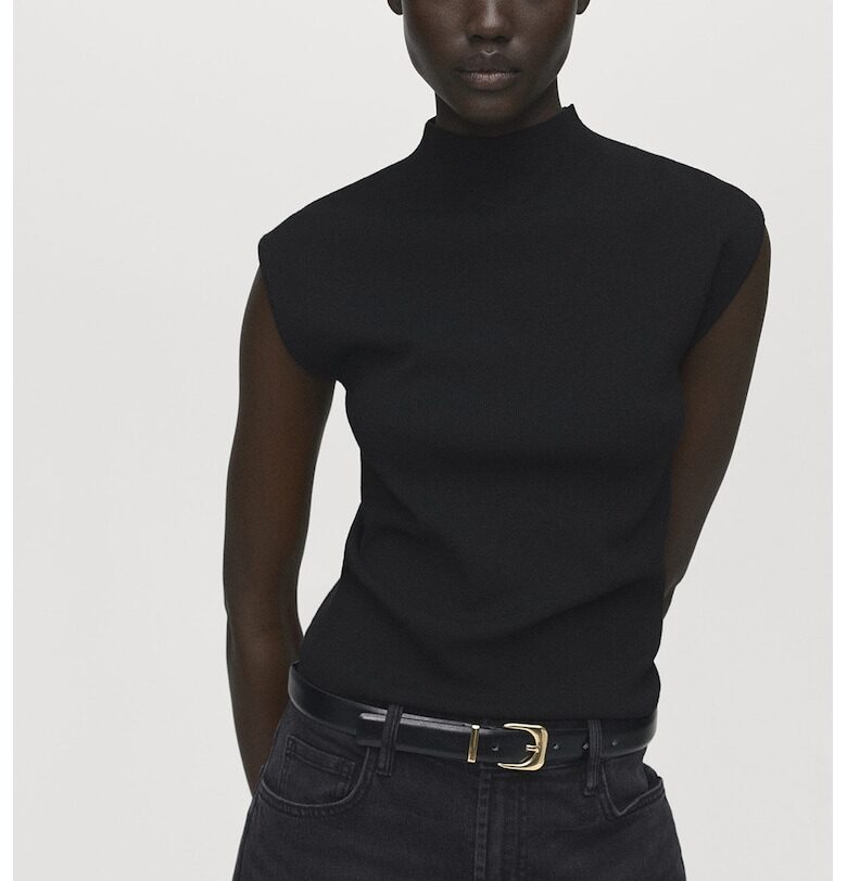 Плетен топ с ниска яка Mango