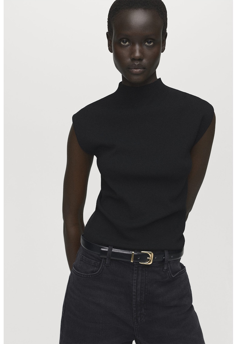 Плетен топ с ниска яка Mango