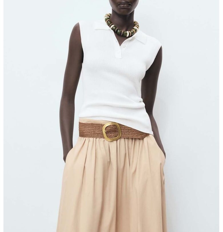 Плетена блуза без ръкави с яка Mango