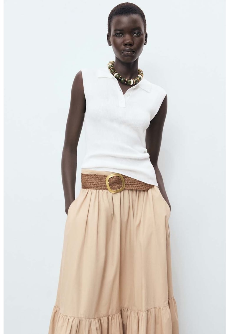 Плетена блуза без ръкави с яка Mango