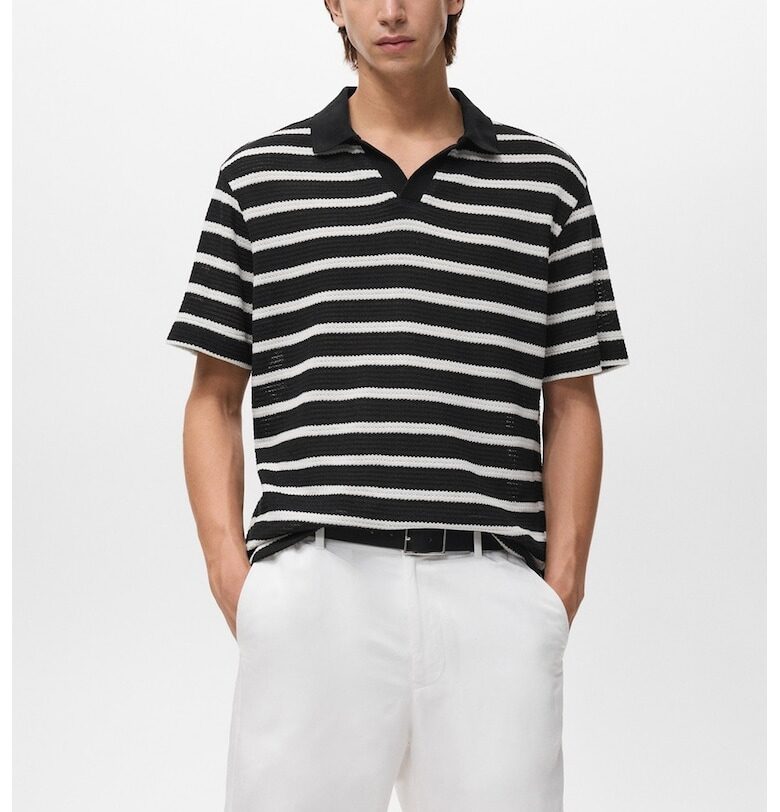 Плетена тениска с яка Mango