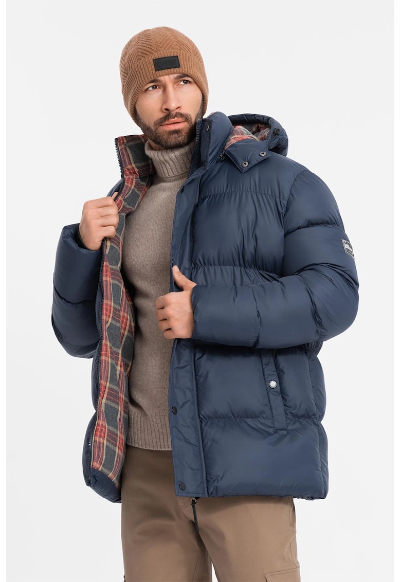 Подплатено зимно яке от найлон с качулка OMBRE