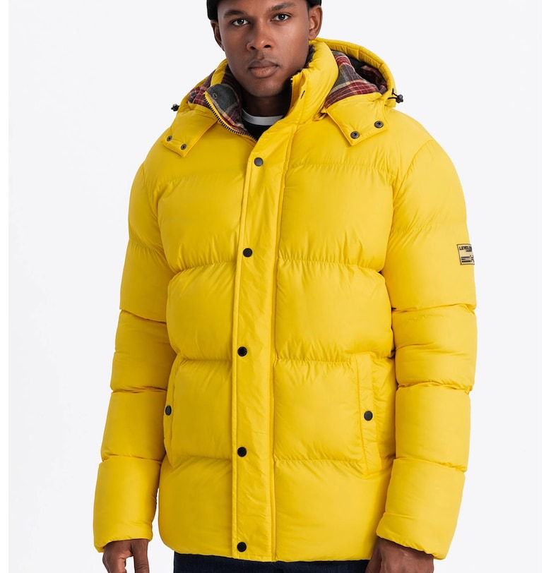 Подплатено зимно яке от найлон с качулка OMBRE