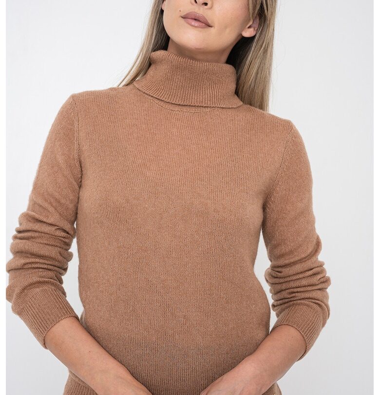 Поло с вълна и лиосел и сатиниран топ GUESS