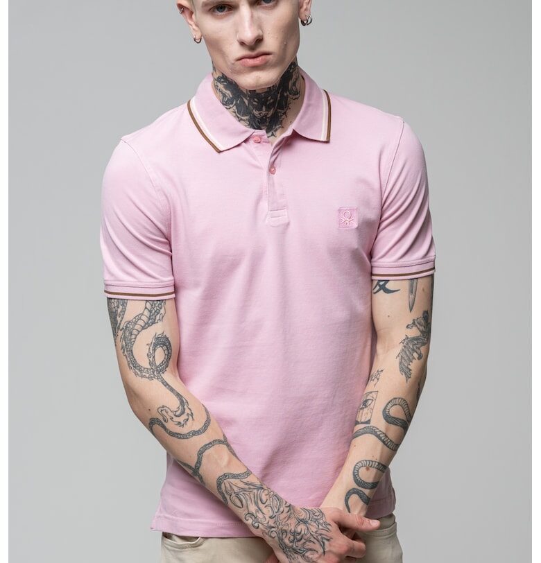 Поло тениска с бродирано лого United Colors of Benetton