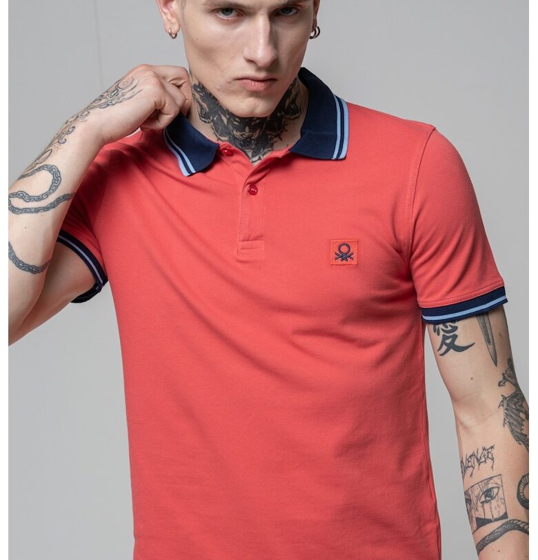 Поло тениска с бродирано лого United Colors of Benetton