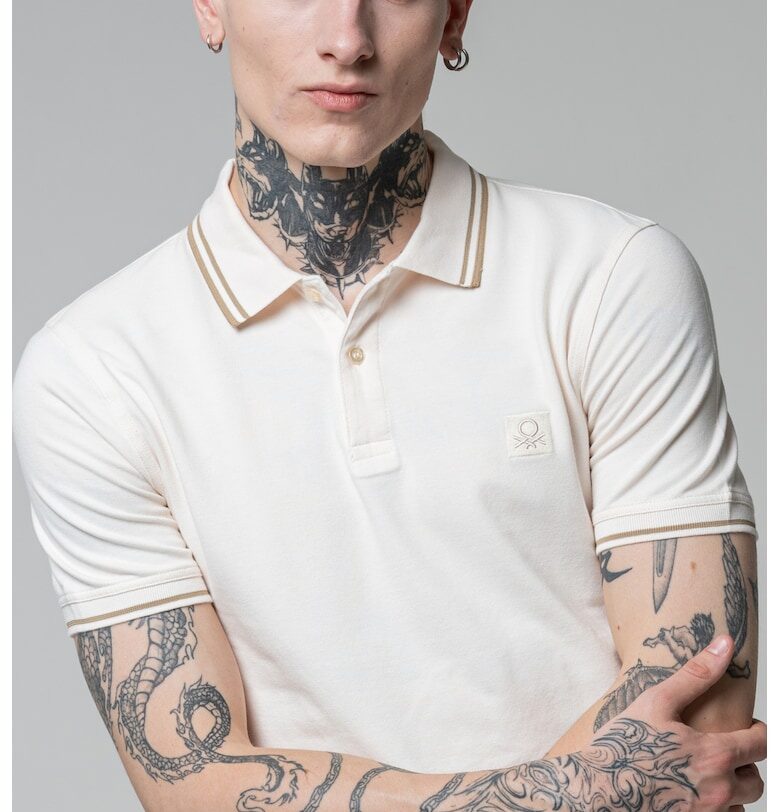 Поло тениска с бродирано лого United Colors of Benetton