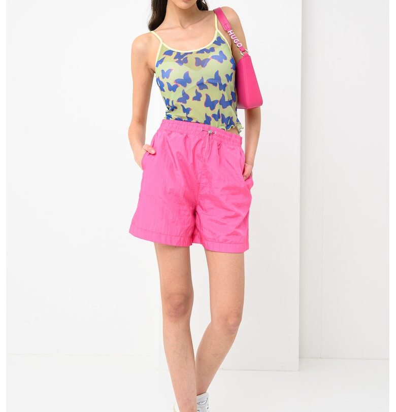 Полупрозрачен топ с принт HUGO