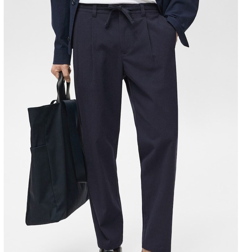 Прав панталон с лиосел и регулируема талия Mango