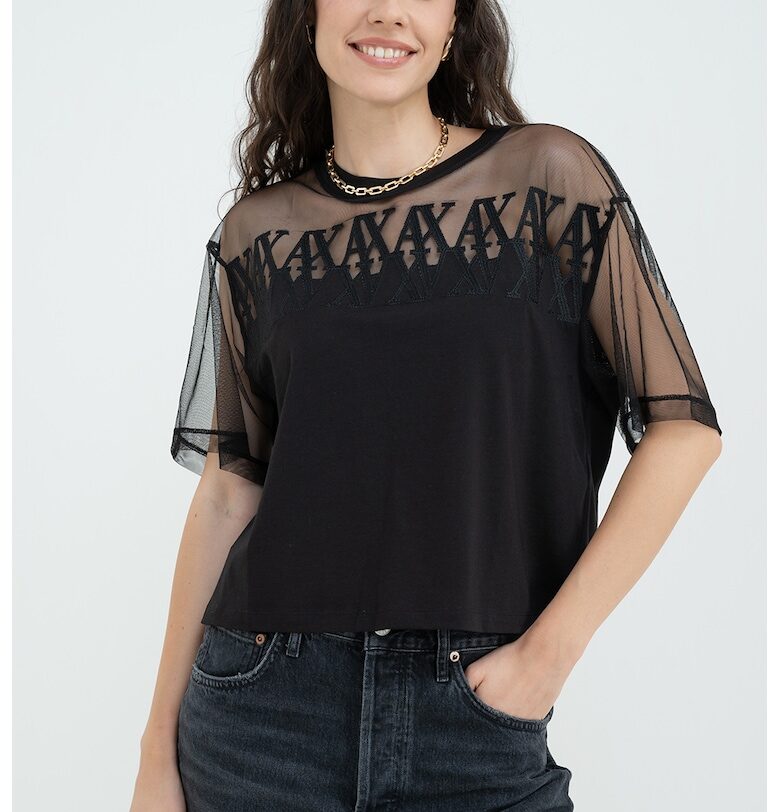 Прозрачна тениска с лого ARMANI EXCHANGE