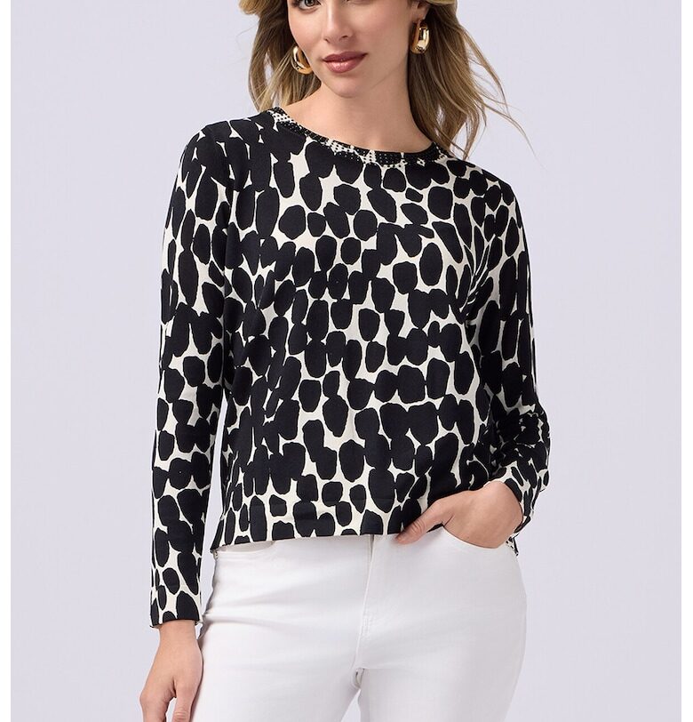 Пуловер на точки с овално деколте Oltre