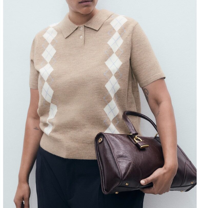 Пуловер с вълна с къси ръкави Mango