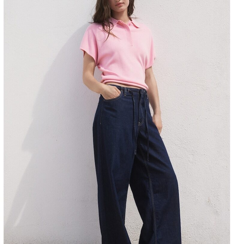 Пуловер с къси ръкави и яка Mango