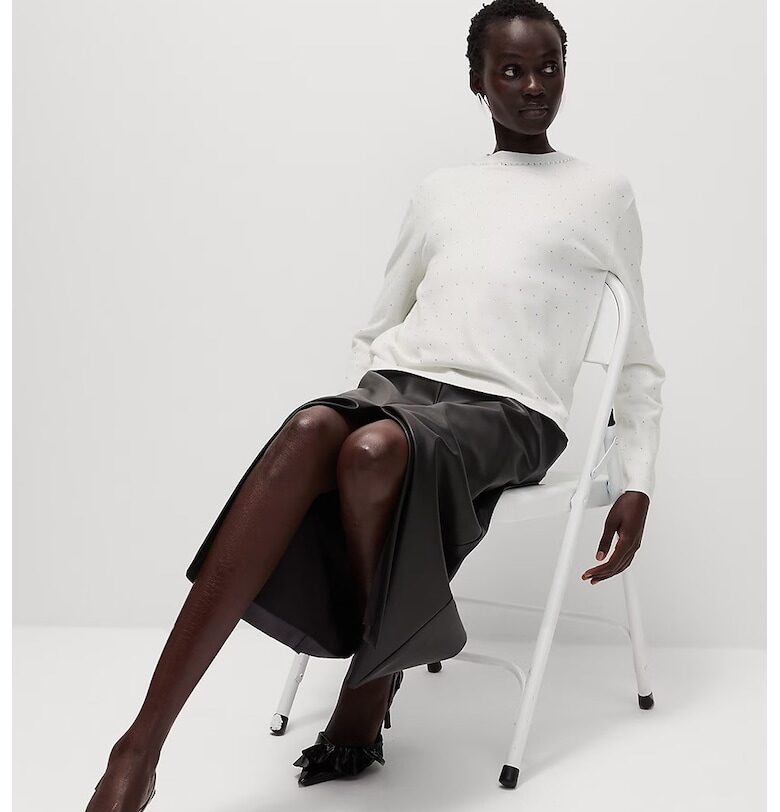 Пуловер с овално деколте и декоративни камъни Marks  Spencer