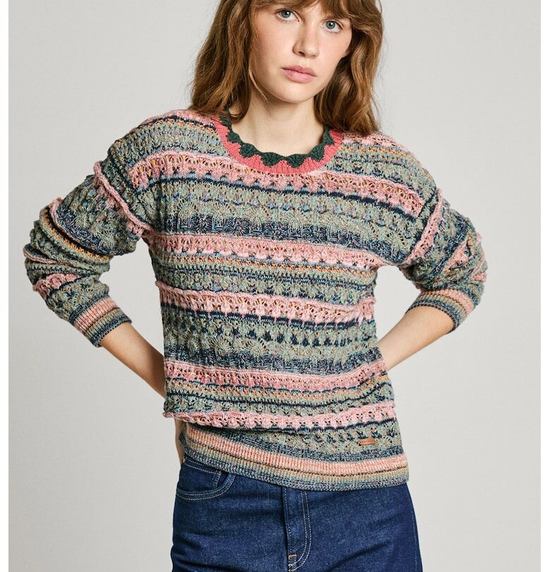 Пуловер с овално деколте и паднали ръкави Pepe Jeans London