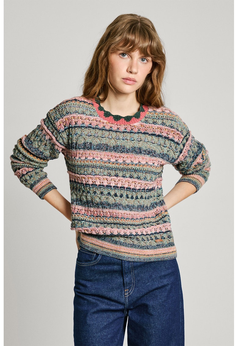 Пуловер с овално деколте и паднали ръкави Pepe Jeans London