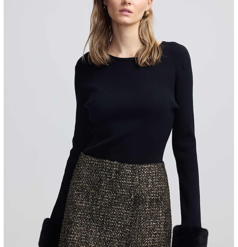 Пуловер с отделящ се еко пух на маншетите Ipekyol