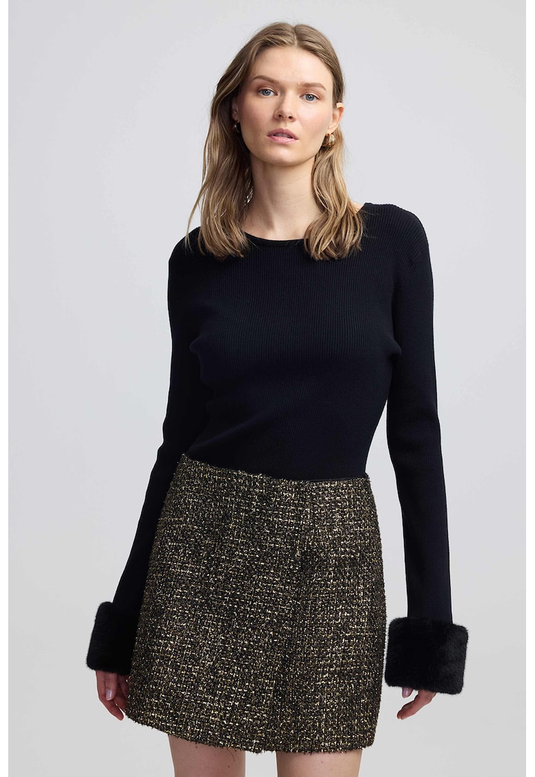 Пуловер с отделящ се еко пух на маншетите Ipekyol