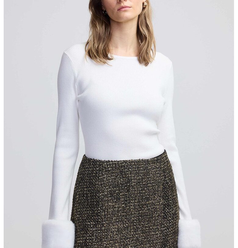 Пуловер с отделящ се еко пух на маншетите Ipekyol