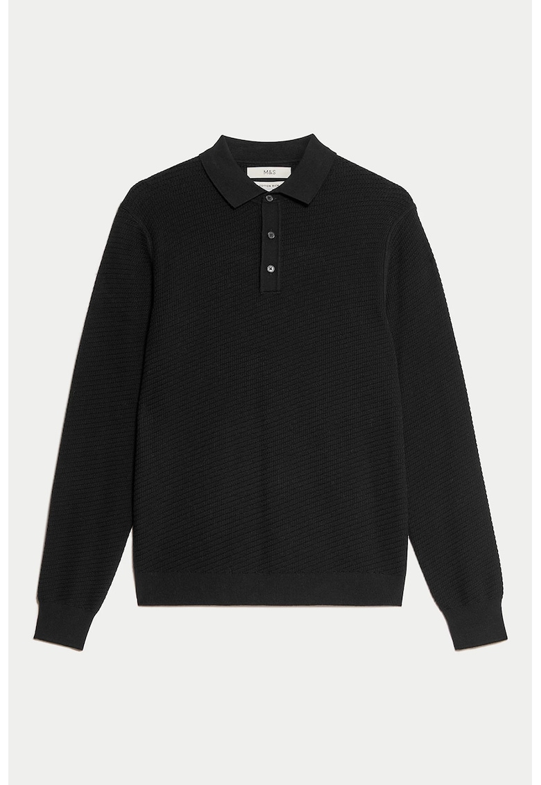 Пуловер с памук с яка Marks  Spencer