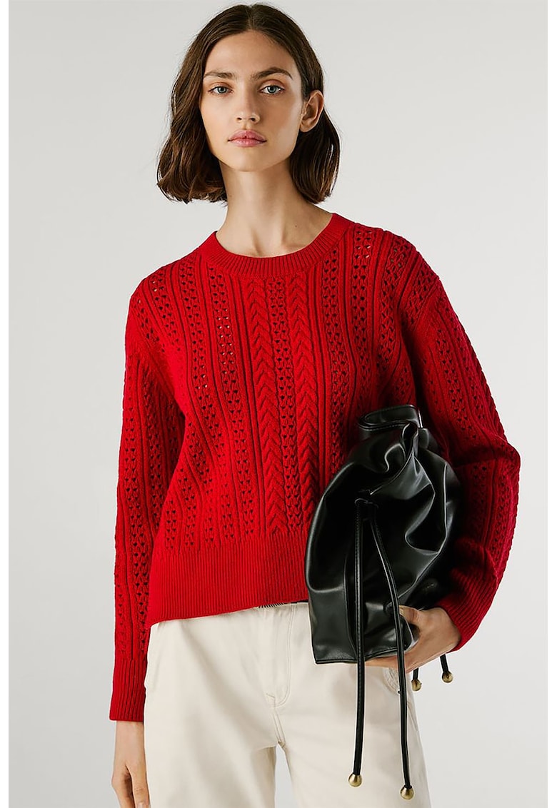 Пуловер с плетка осморка и овално деколте Pepe Jeans London