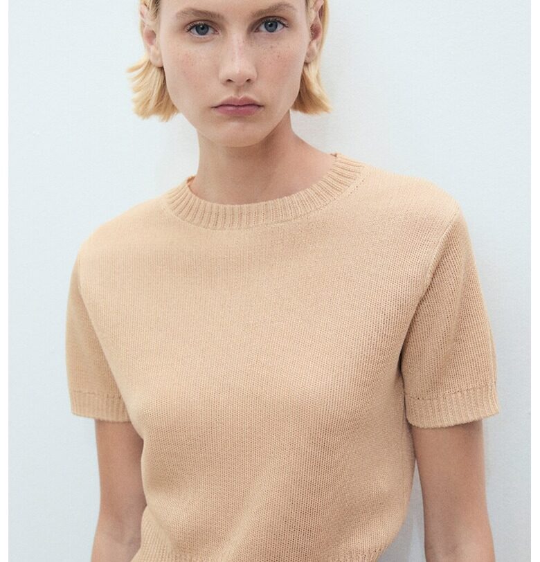 Пуловер с рипсени краища Mango