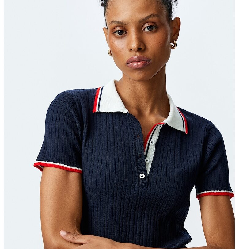 Пуловер с яка и къси ръкави KOTON