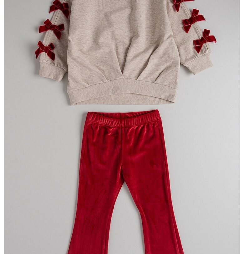 Разкроен панталон и суитшърт с панделка Mayoral