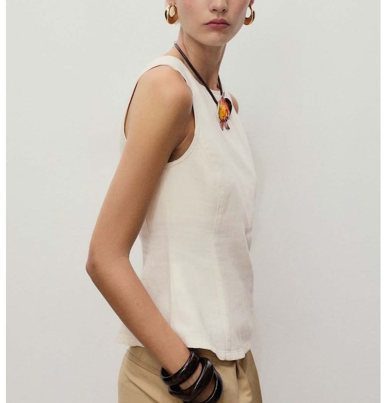 Разкроен топ от деним Mango