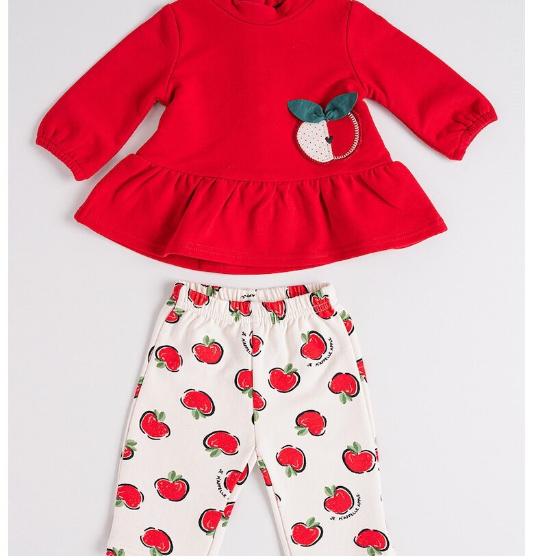 Разкроена блуза и панталон с шарка на ябълка Mayoral