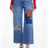 Разкроени дънки с бродерии DESIGUAL