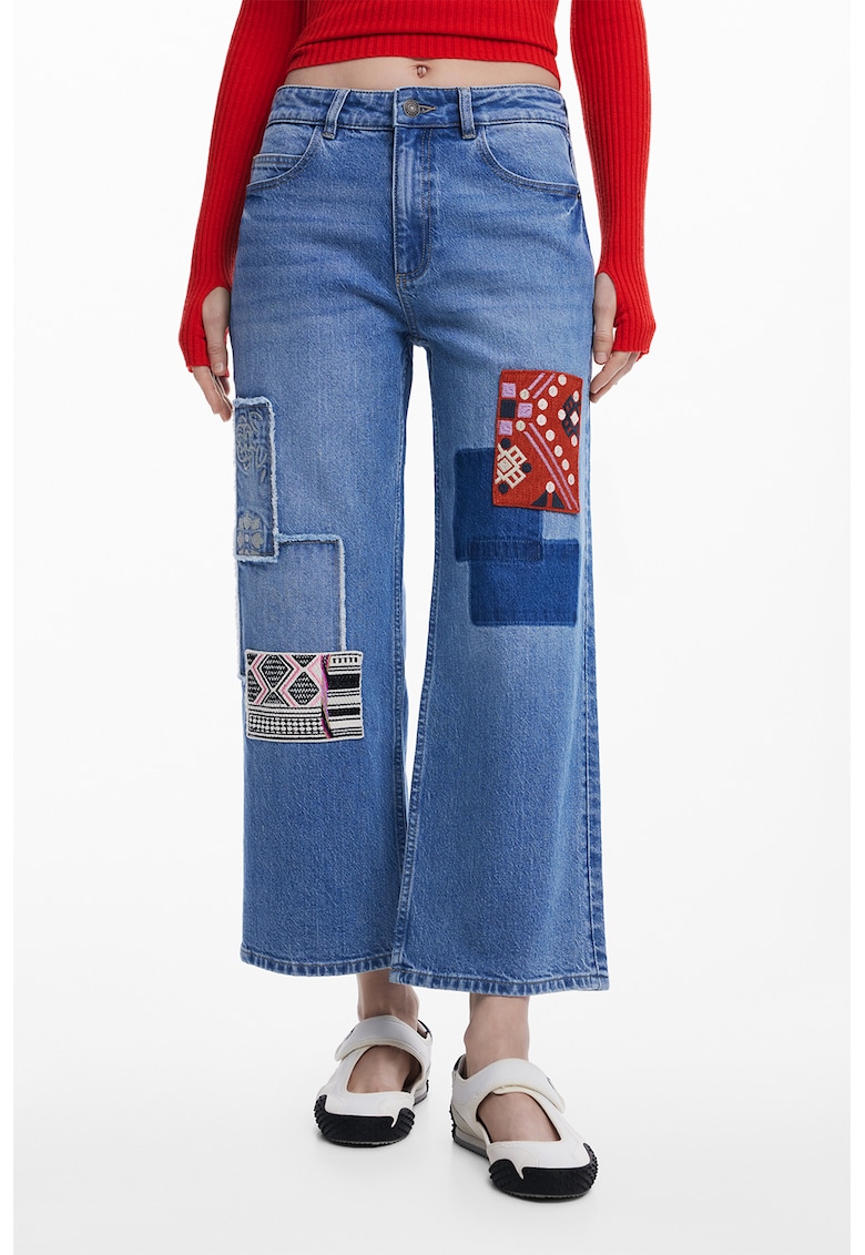 Разкроени дънки с бродерии DESIGUAL