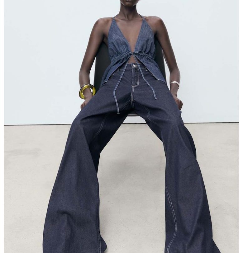 Разкроени дънки със средна талия Mango