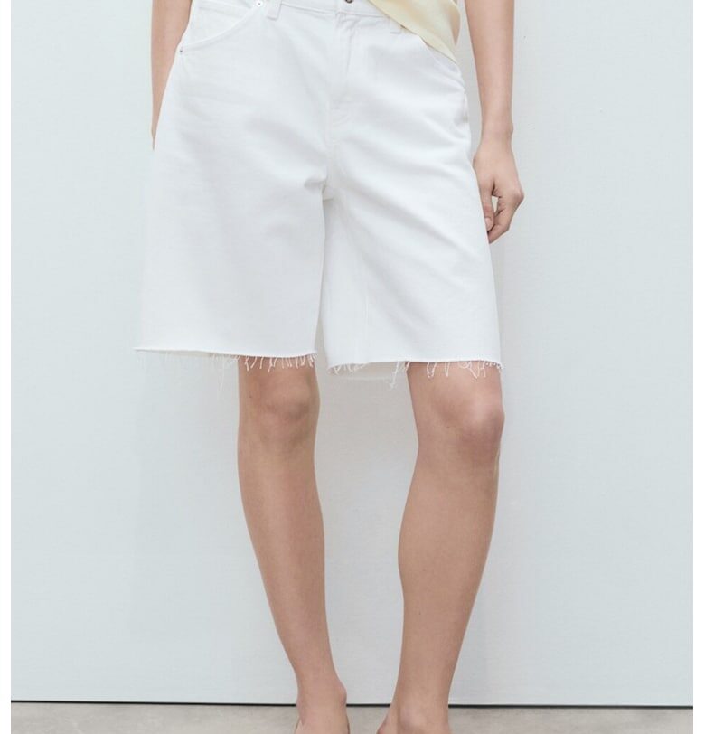 Разкроени дънкови бермуди Mango