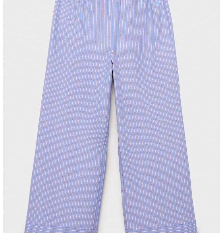 Раиран панталон с широк крачол и еластична талия Mango