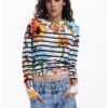 Раирана блуза с овално деколте DESIGUAL